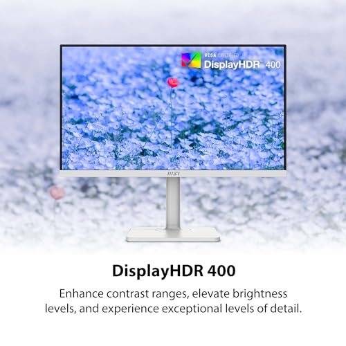 MSI Modern MD272UPHW 27-inch IPS 3840 x 2160 (UHD) Computer Monitor,60 Hz,Adaptive-Synch,Display HDR 400,HDMI,DisplayPort,KVM,VESA Mountable,Height Adjustable,Speaker,White