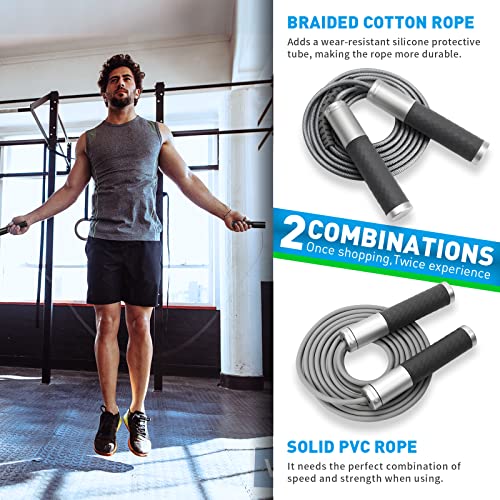 BURNCALO Weighted Jump Rope for Men, Women (1.5LB) - Alloy Steel Handles, Speed Skipping Rope, Gym,Indoor/Outdoor - Fitnes...