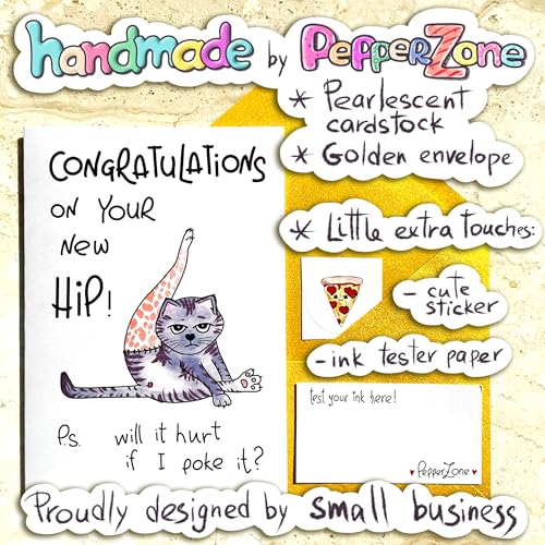 PepperZone Hip Hip Hooray Get Well Soon Card, Speedy Recovery, Funny Hip & Knee Replacement, Surgery Humor Best Wishes, Ha...