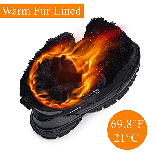 SHULOOK Men's Snow Boots Waterproof Warm Fur Lined Winter Hiking Boot Non-slip Outdoor Ankle High-top Shoes Work Hiker Tre...