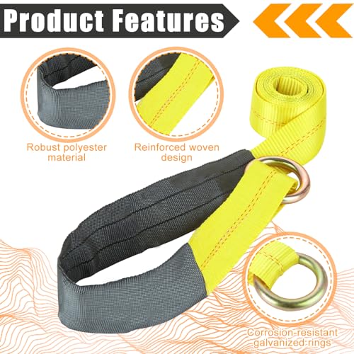 GBACHOOSE 12Pack 2" x 8 Ft Lasso Straps with D Ring, D Ring Straps for Wheel Lift, Wrecker, Rollback, Tow Truck(11, 000 Lbs)