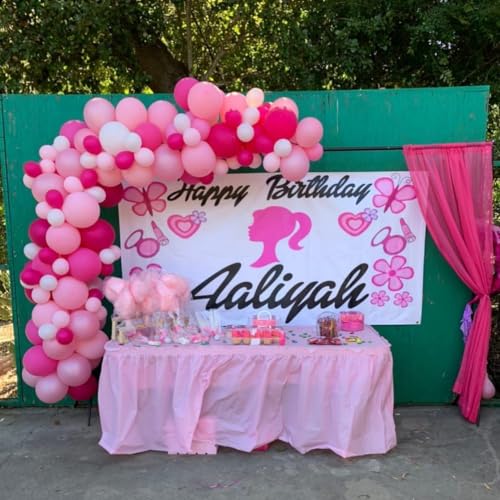 Pink Balloon Garland Arch Kit, Kelfara 109Pcs Hot Pink Latex Pastel Pink Balloon, 18 12 10 5 Inch Latex Balloons for Weddi...
