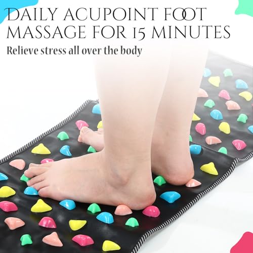 TrelaCo Foot Massage Mat Reflexology Walk Stone Road Foot Massage Acupoint Mat for Acupressure Relaxes for Long Sitting El...