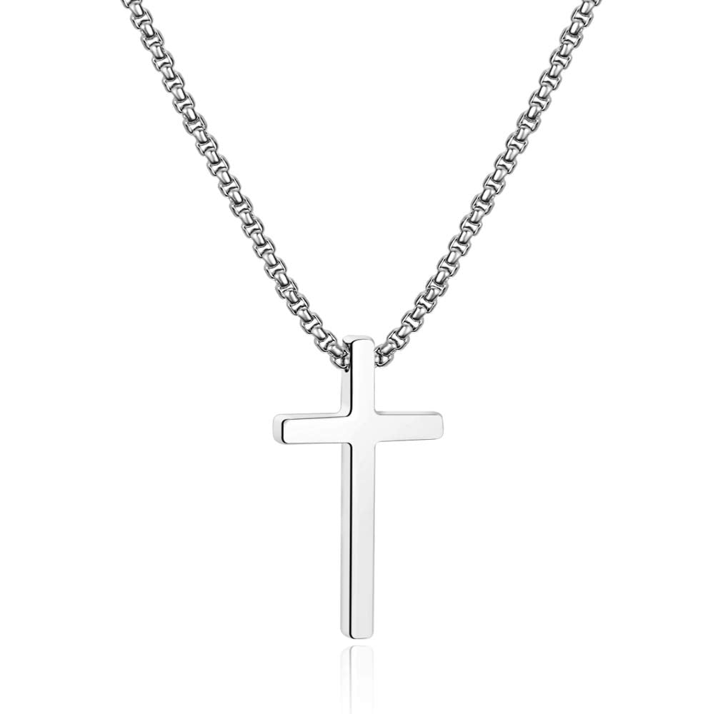 Ursteel Silver Cross Necklace for Women, Gold Plated Cross Chain Stainless Steel Cross Pendant for Women Teenage 20 Inch Cross N