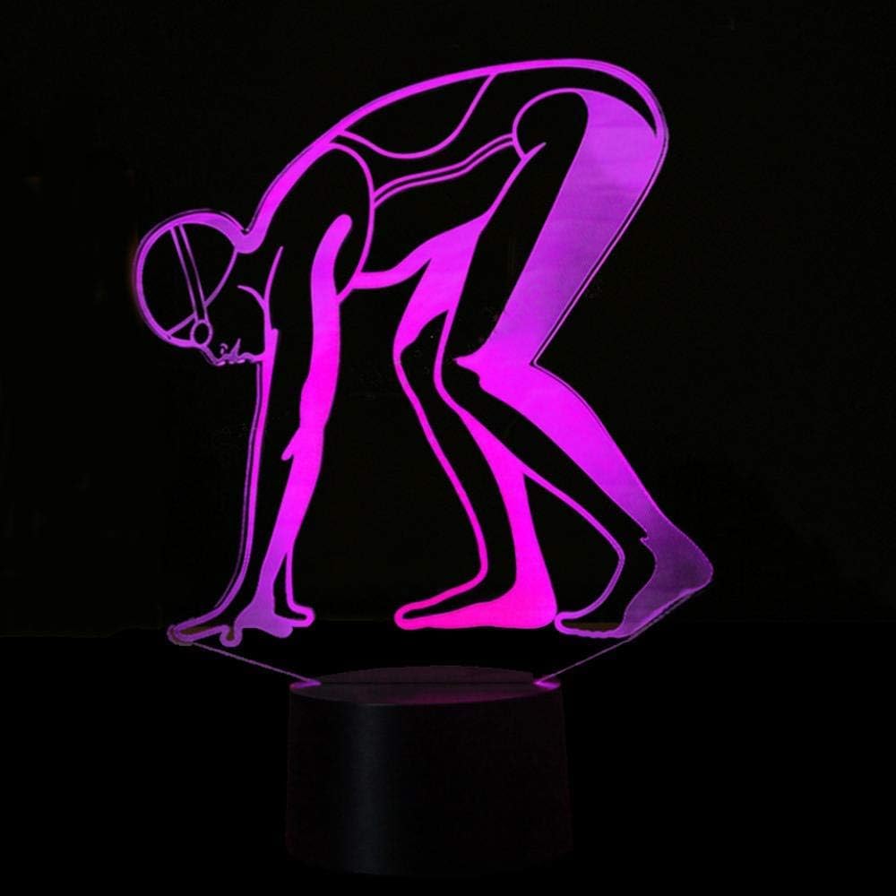 YTDZLTD 3D Sports Swimming Night Light with Remote Control, 16 Colors, Touch Switch, LED Table Lamp, Multi-Color Options