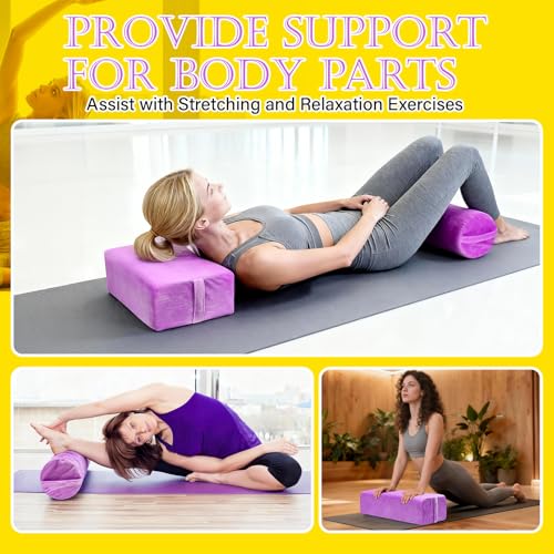 JZHLLA 2 PCS Yoga Bolster Pillow for Restorative Yoga, High Density Foam Meditation Bolster with Washable Velvet Cover and...