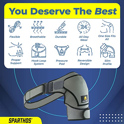 Sparthos Shoulder Brace - Adjustable Support Sleeve for Torn Rotator Cuff, AC Joint Relief, Shoulder Stability & Compressi...