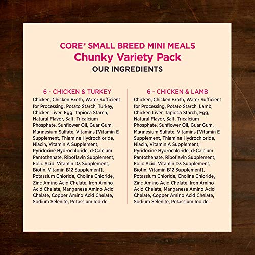 Wellness CORE Natural Grain Free Mini Meals Shredded Variety Pack, 3-Ounce (Pack of 12)
