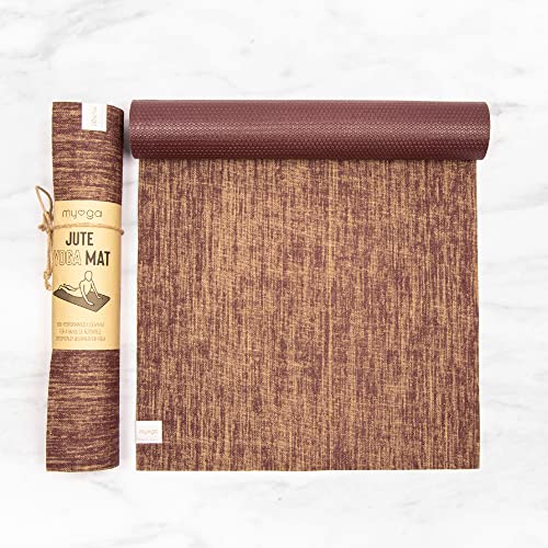 Myga Jute Yoga Mat, High Performance Vegan Floor Exercise Mat, Eco Friendly Biodegradable Yoga Mat with PVC Backing,72" x ...