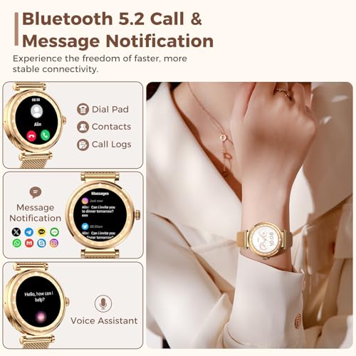 Smart Watch for Women, AMOLED HD Display Fitness Tracker Bluetooth Make/Answer Call, 1.19" Watches with 110+ Sports Modes/...