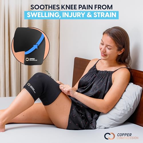 Copper Compression CopperFreeze Knee Sleeve – Hot & Cold Therapy Support for Pain, Swelling, and Injury Recovery – 360° Co...