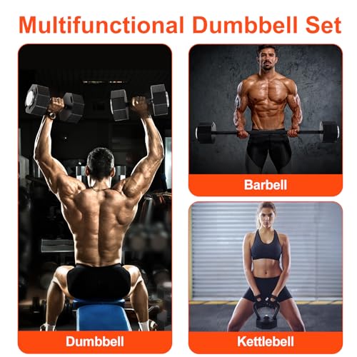 Adjustable Dumbbell Sets 50/80/90LBSX2 Durable Steel Build, Free Weights Dumbbells Set with Barbell/Kettlebell Handle with...