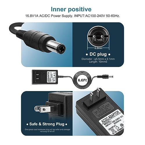 16.8V AC/DC Massage Gun Charger Adapter Compatible with LifePro Sonic, Sonic Mini,Fusion X, Sonic Pro, Youdgee H1 Mini, Me...