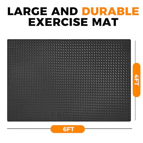 4x6ft Gym Floor Mat 10mm Thick - Large TPE/NPE Foam Workout Mat for Home Gym, Garage Floor, Yoga & Exercise - Non-Slip Ec...