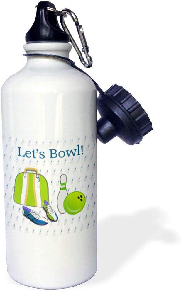 3dRose Lets Bowl Sports Water Bottle, 21oz, Multicolored