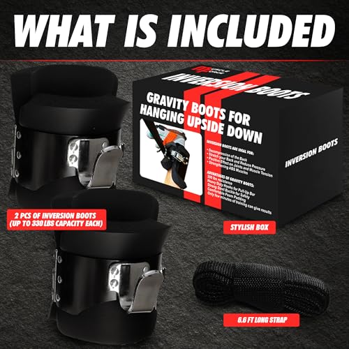 MuscleForge Gravity Boots with Safety Lock, Inversion Boots for Gravity Fitness Training (Pair), for Overhang on The Back ...