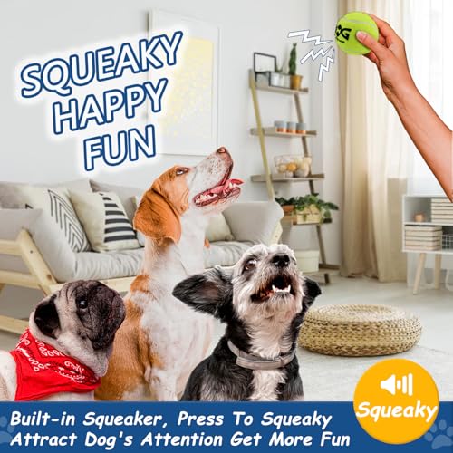 INSUM Squeaky Tennis Balls for Dogs - 12 Pack 2.5'' Durable Non-Toxic Outdoor Dog Toys Balls with Mesh Bag, SGS Certified,...