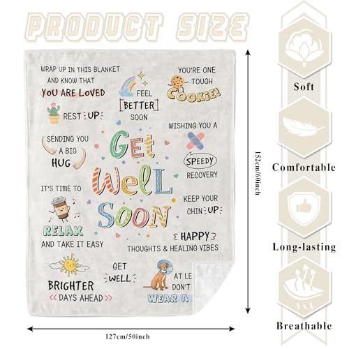 Julazy Get Well Gifts For Women/Men After Surgery Blanket 50"X60", Cancer Care Gifts For Women, Surgery Recovery/Feel Bett...