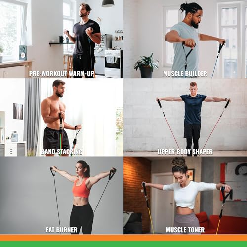 SmarterLife Resistance Bands with Handles, Physical Therapy Strap, Exercise Band to Tone Arms, Legs, Chest, Booty - 5 Exer...