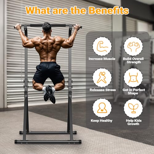 YYJO Foldable Pull Up Bar Free Standing Multi-function Power Tower Dip Bar Home Gym Strength Training Equipment 300 LBS We...
