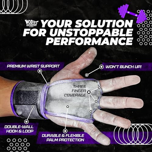 JerkFit WODies Gymnastics & Weightlifting Grips with Wrist Wraps – 3 Hole Versatile Gym Gloves for Pull Ups, Gym Training...