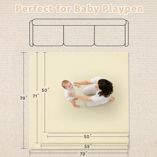 ILPEOD Waterproof Baby Play Mat for Floor 1.3"Thick Memory Foam 50*50 Cushion Playpen Playmat Tummy Time Crawling Mat Nurs...