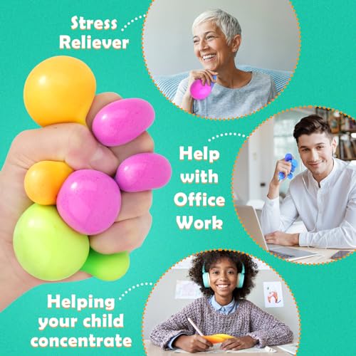 KLT Stress Balls Bulk for Kids and Adults: 32 Pack Mini Squishy Ball for Anxiety Relief - Color Changing Sensory Fidget To...