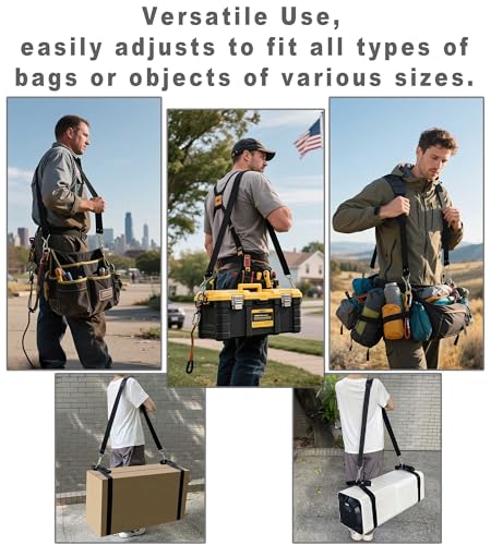Heavy Duty Shoulder Strap, Supports Weight up to 100 lbs, Adjustable 48" to 74", Multi-Purpose Shoulder Belt with Metal Ca...