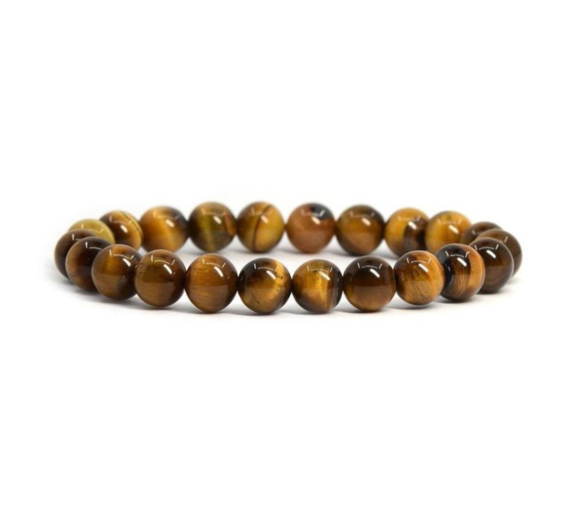 Adabele Real Natural Golden Yellow Tiger's Eye Bracelet 8.5 inch Stretch Gemstone Beaded Bracelet Chakra Healing Crystal Stone J