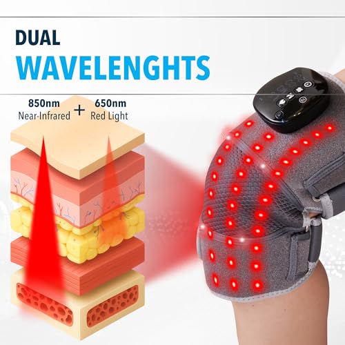FORTHiQ RED+ Knee Massager with Heat and Red Light Therapy for Pain Relief, Knee Brace with 2 Wavelengths, 3 Massage & 4 P...