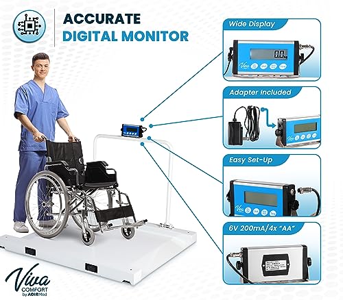 VivaComfort Wheelchair Scale Bariatric Wheelchair Scale with Ramp, 1100 lb / 500 Kg Capacity