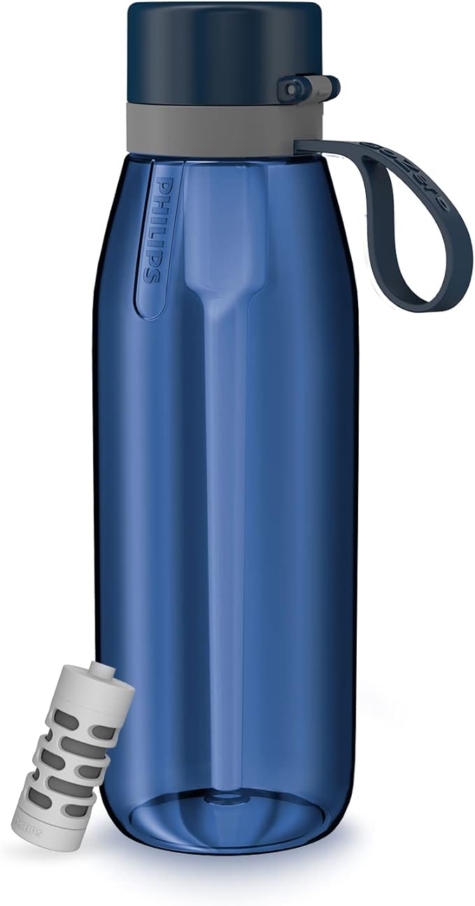 PHILIPS Filtered Water Bottle 22 Oz/36 Oz with Philips GoZero Everyday Water Filter, BPA-Free Tritan Plastic, Purify Tap Water Into Healthy Drinking Tasting Water
