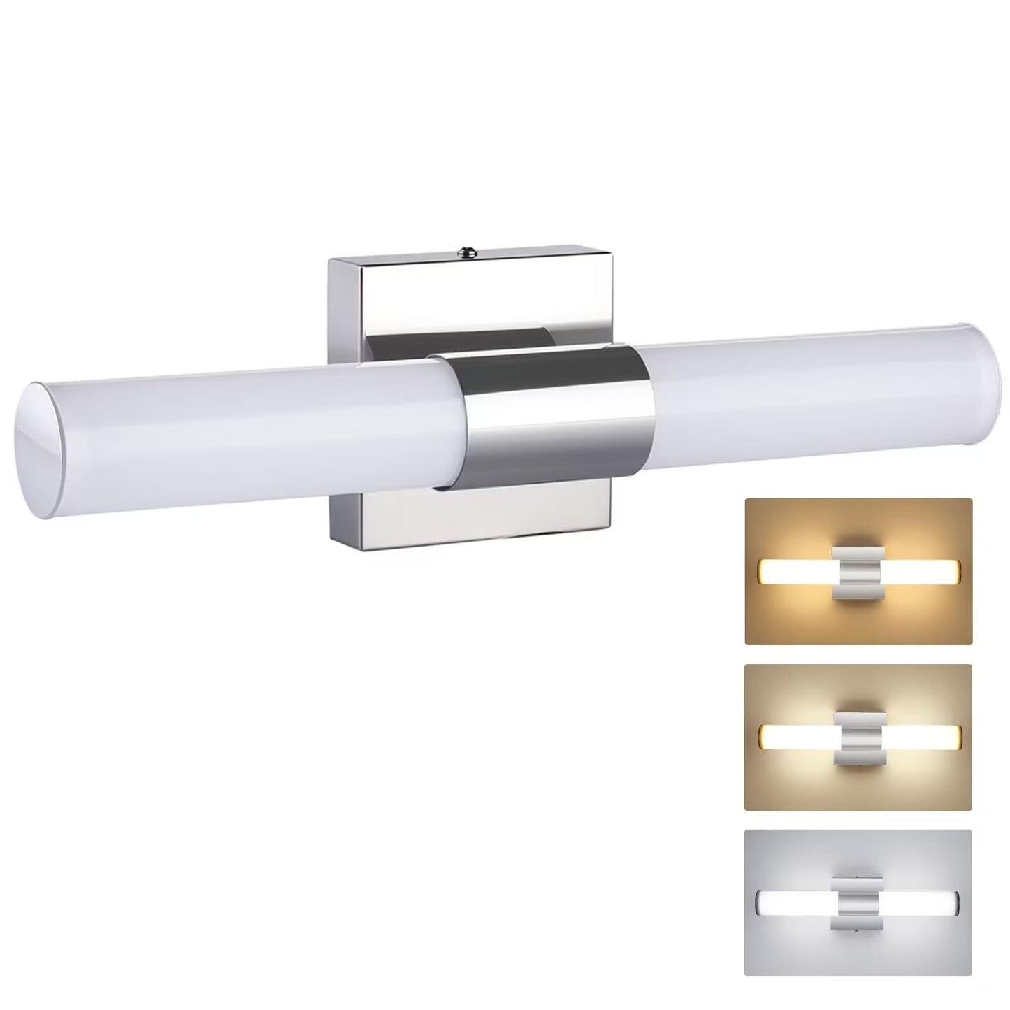 TRLIFE Modern Bathroom Vanity Light, 10W LED, Dimmable, 18.1inch, Stainless Steel, 3 Color Temperature, Model Vanity-3Co-46L