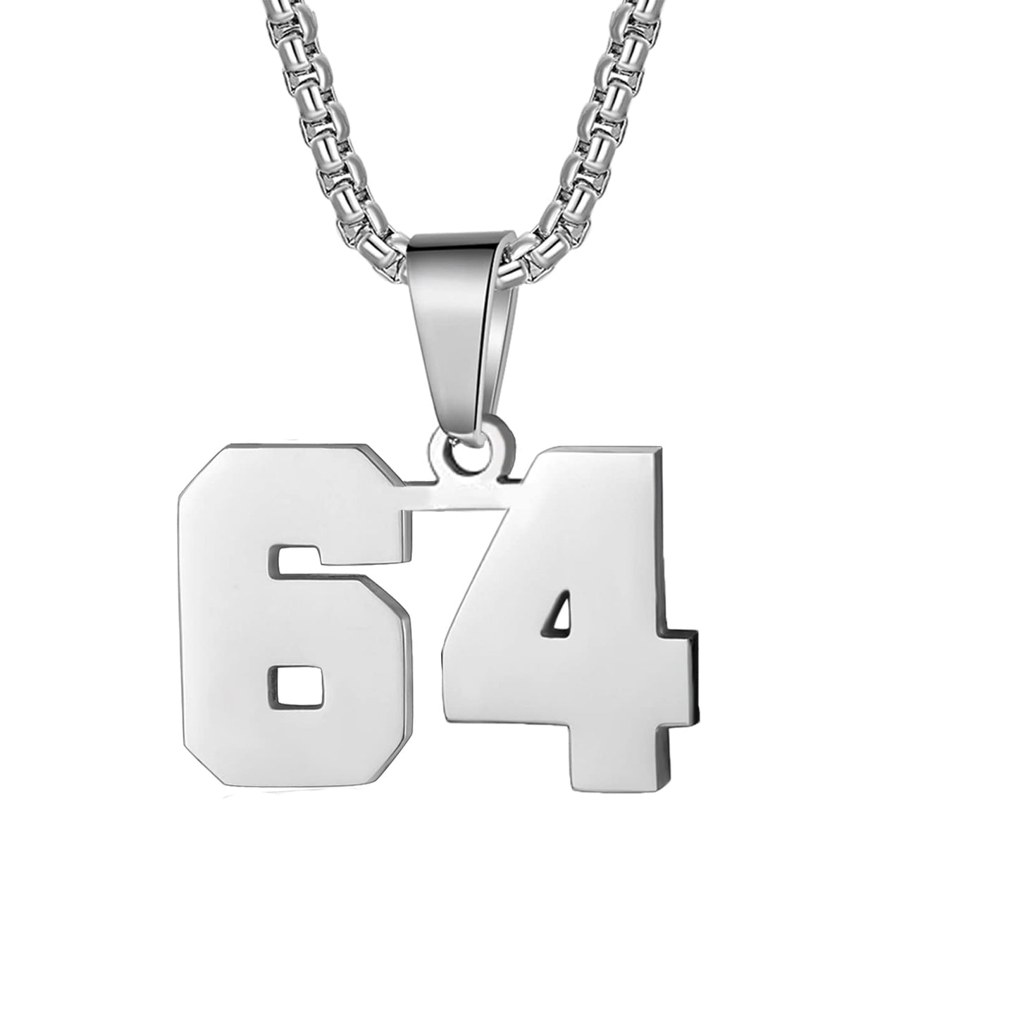Number Necklaces Personalized Necklaces Silver Initial Number Pendant Stainless Steel Chain Movement Necklaces for Men Women (64