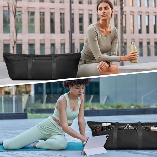 Large Yoga Mat Bag with Shoes Compartment and Wet Pocket Ladies Pilates Gym Tote Bag with Yoga Mat Holder Strap for Women ...
