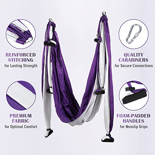 ZELUS Aerial Yoga Swing Sling Strong Yoga Hammock Kit Set Trapeze Inversion Equipment Include 2 Extensions Straps and Ceil...