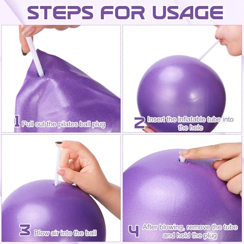 jjshund Pilates Ball, 9 Inch Small Exercise Mini Soft Workout Yoga Ball with Exercise Guide, for Home Gym Yoga, Pilates, C...