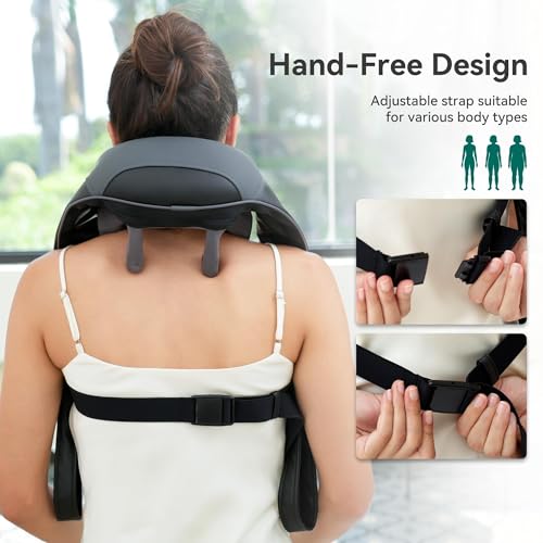 Snailax Cordless Neck Shoulder Massager with Heat for Pain Relief Deep Tissue, Upgarded 4D Kneading, Shiatsu Back Neck Mas...