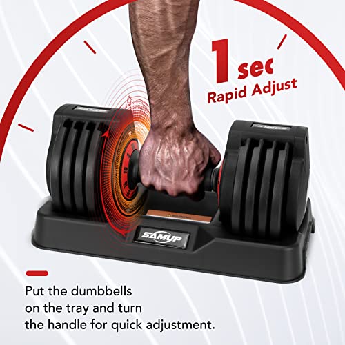 25/55 lbs Pair Adjustable Dumbbells Set, Dumbbells with Anti-Slip Metal Handle for Exercise & Fitness Fast Adjust Weight f...