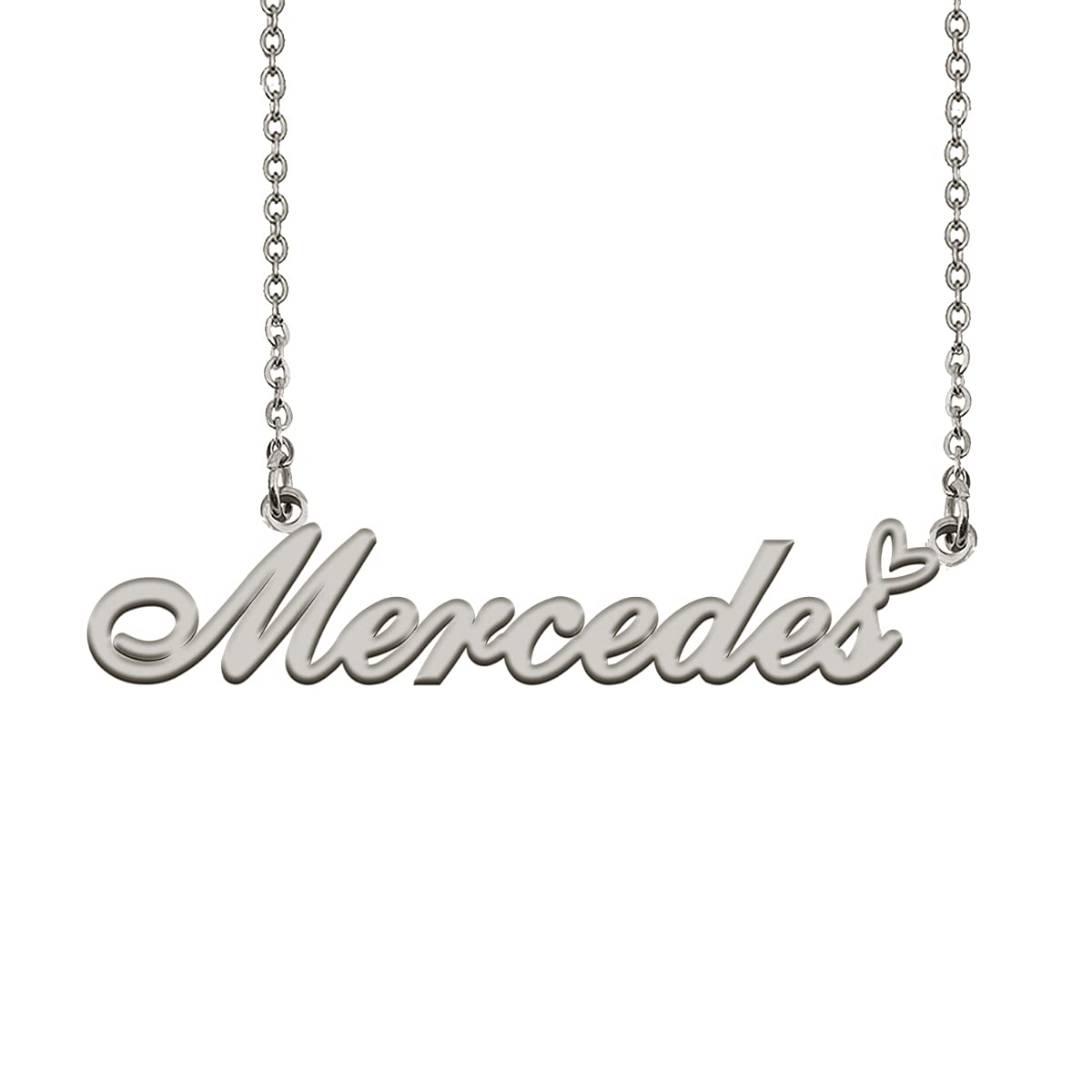 HUAN XUN Initial Name Necklaces Silver for Women Mercedes Necklace Heart Pendant Jewelry for Christmas