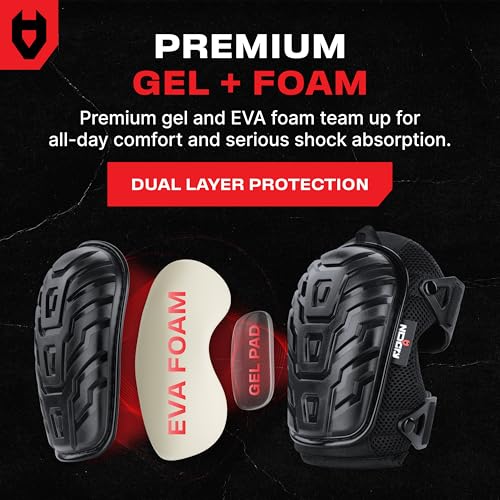 NoCry Professional Gel Knee Pads for Work with Soft Foam and Gel Cushion — Heavy Duty Cap, Reinforced Adjustable Straps, M...