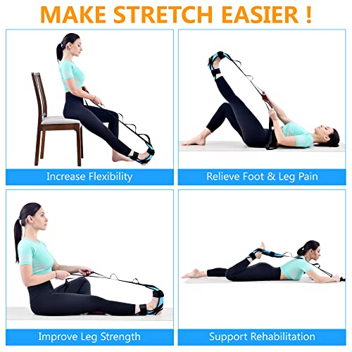 Foot & Calf Stretching Kit-Foot Rocker, Stretching Strap & Spiky Massage Ball-Effective Pain Relief for Plantar Fasciitis,...