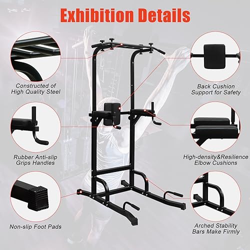 LSKSSNG Power Tower Dip Station Pull Up Bar for Home Office Gym, Multi-Function Workout Dip Station Power Tower for Full B...