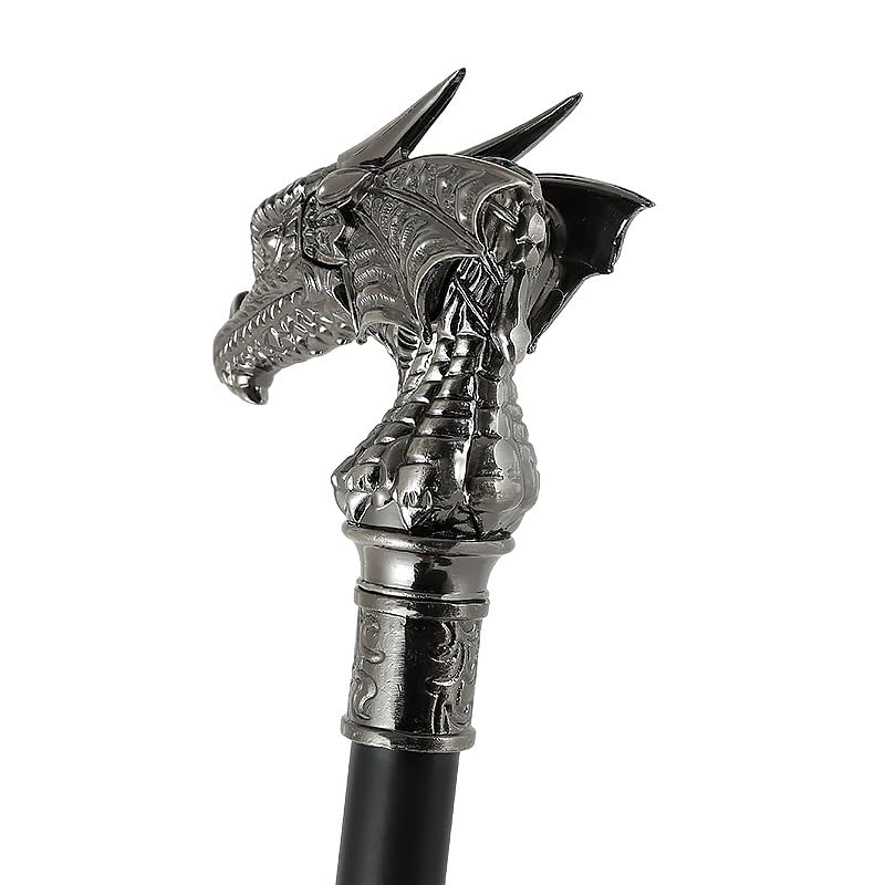37in's Vintage Style Dragon Silver Cane Alloy Gothic Handmade Cane Fancy Dress Novelty Accessories