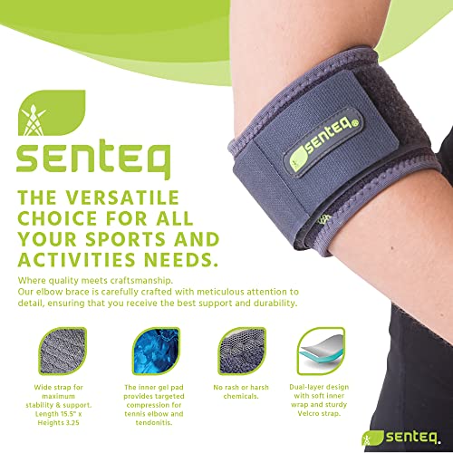 SENTEQ Elbow Brace Support Strap - Forearm Compression Sleeve, Tennis Elbow Brace for Men and Women, Fit Wrap Band for Wei...