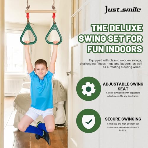 Doorway Swing for Kids & Door Pull Up Bar for Adults - Indoor Kid Swing with 4pcs Accessories - Multi-Function Doorway Gym...