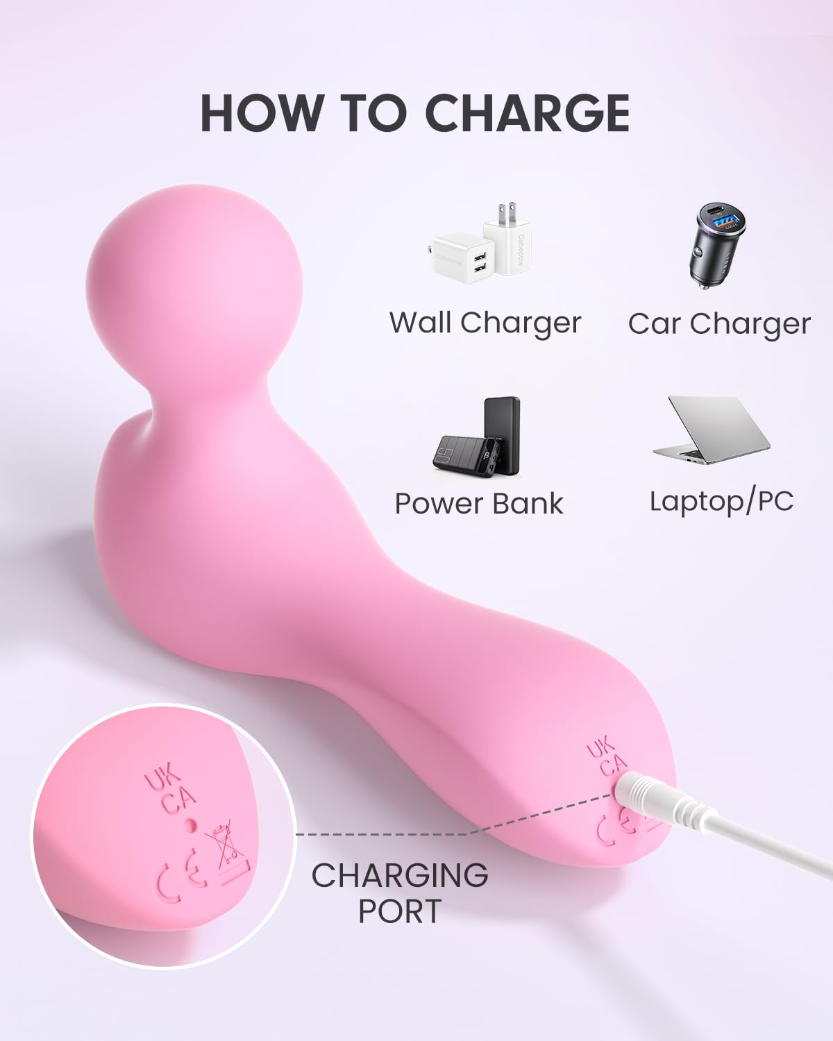 Pinkmini Electric Facial Massager for Face and Neck, Powerful - Waterproof - Handheld Mini Massage Tool (Light Pink)