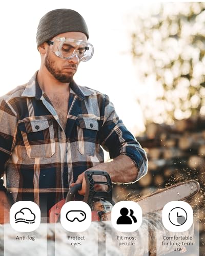 EinKau Anti-Fog Indirectly Vented Lab Safety Goggles Over Glasses