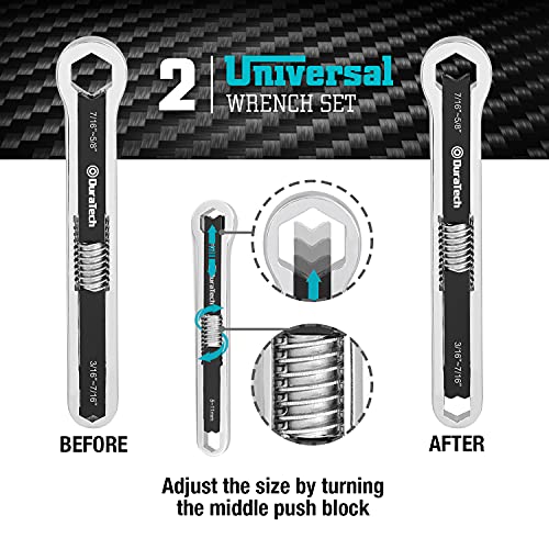 DURATECH Universal Wrench Set, Adjustable Wrench Set, SAE & Metric, 8-inch&10-inch, 44 sizes in 2 Piece, Drop Forged, ANSI...