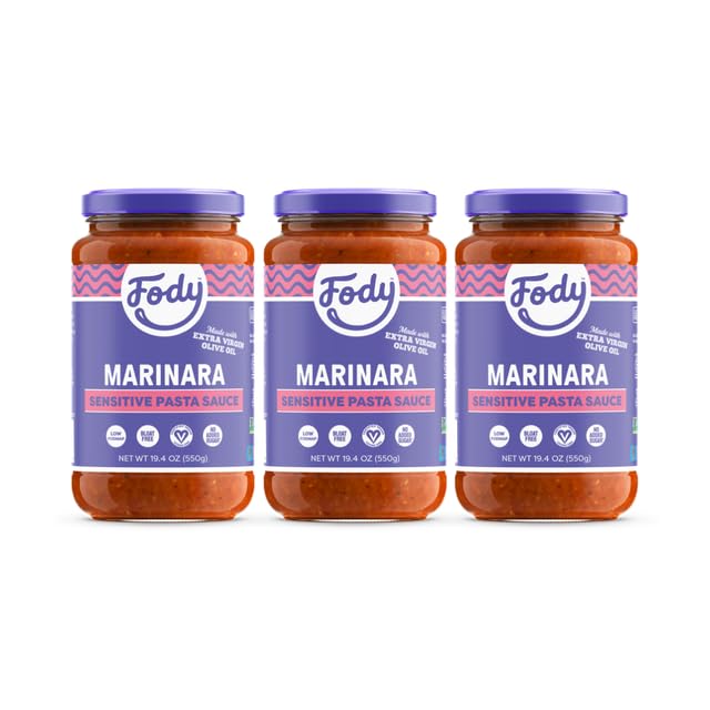 Fody Foods Marinara Pasta Sauce, 19.4 Oz (Pack of 3), Garlic and Onion Free, Low FODMAP Certified, Gut & IBS Friendly, Vegan, No
